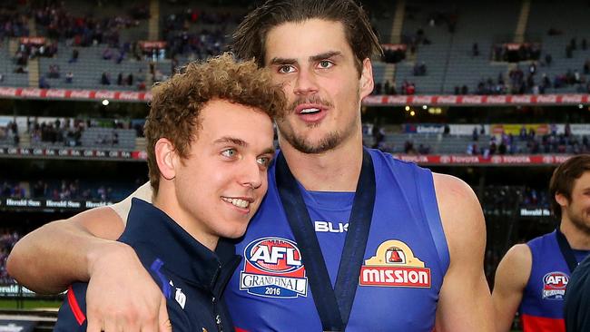 Mitch Wallis and Tom Boyd after the 2016 Grand Final. Picture: Mark Stewart