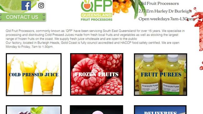 Screenshot from the Queensland Fruit Processors website