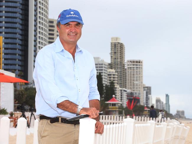 Racing identity Vin Cox, formerly Magic Millions boss and now working for Godolphin, enjoying the morning on Surfers paradise beach for the draw. Picture Glenn Hampson