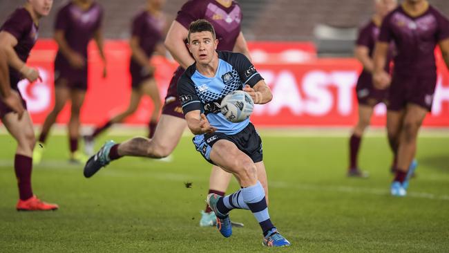 Pictured in action for the NSW under-18s, Wests Tigers' Jock Madden is considered a long-term halves prospect. Picture: Nathan Hopkins/NRL Photos