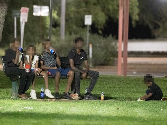 Young Indigenous Australians on the street late at night in Alice Springs. Picture: Liam Mendes