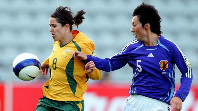 Matildas striker Sarah Walsh and Japan’s Kyoko Yano face off in the AFC women’s Asian Cup semi-final at Hindmarsh Stadium in 2006, the last time the side featured in SA.