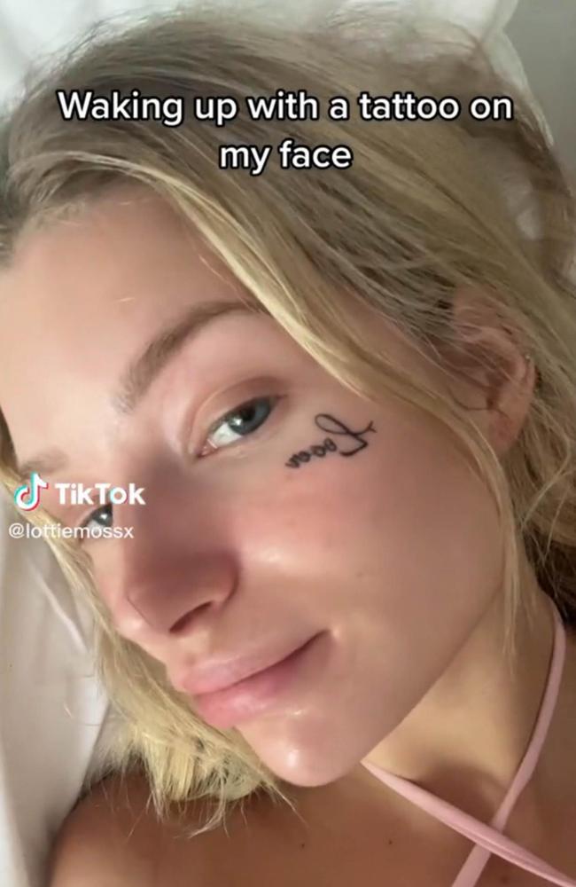 Lottie Moss debuts face tattoo