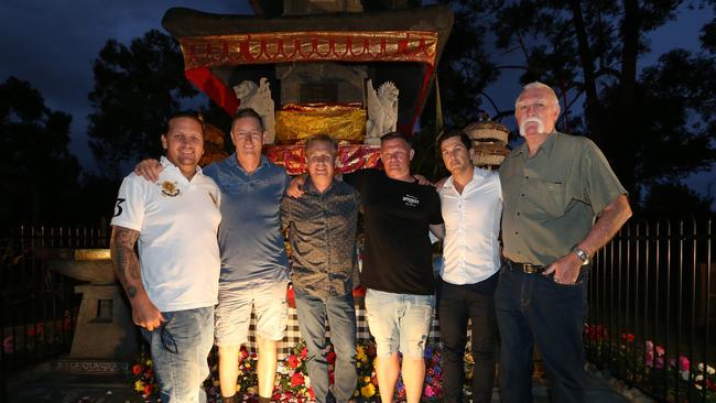 Bali bombings 14th anniversary memorial at Nerang. Local survivors Ben Tullipan, Glen Forster, Glenn Cosman, Jamie Miles, Jayson Pate and Bob Leslie. Picture: Glenn Hampson