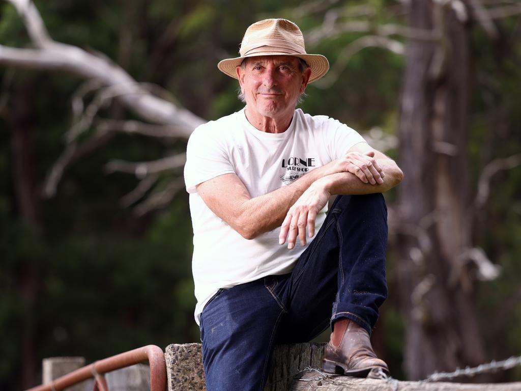 Mark Dean on his property just outside of Woodend in Victoria, Australia.  Mark is a retired KC and has recovered from cancer scares, and now has a country lifestyle.       Picture: Alex Coppel