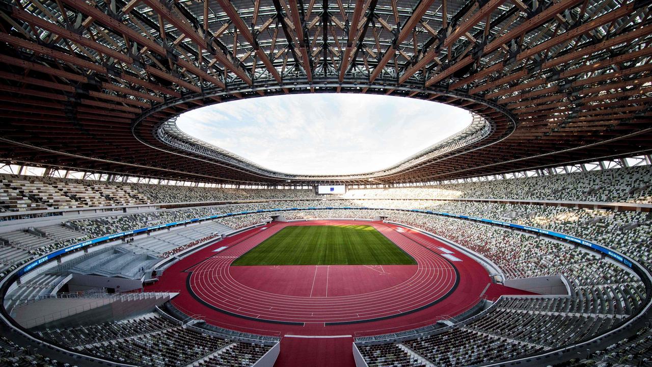 The National Stadium, venue for the Tokyo 2020 Olympic Games. From a state-of-the-art aquatics centre to a historic martial arts arena whose roof resembles Mount Fuji, Tokyo's Olympic sites are ready for action after a year's virus delay. Picture: AFP