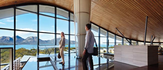 The view from the foyer at Saffire Freycinet on Tasmania’s East Coast