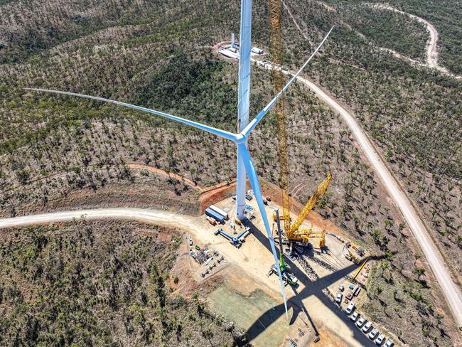 A wind turbine installed at Clarke Creek Wind Farm. Picture: Supplied