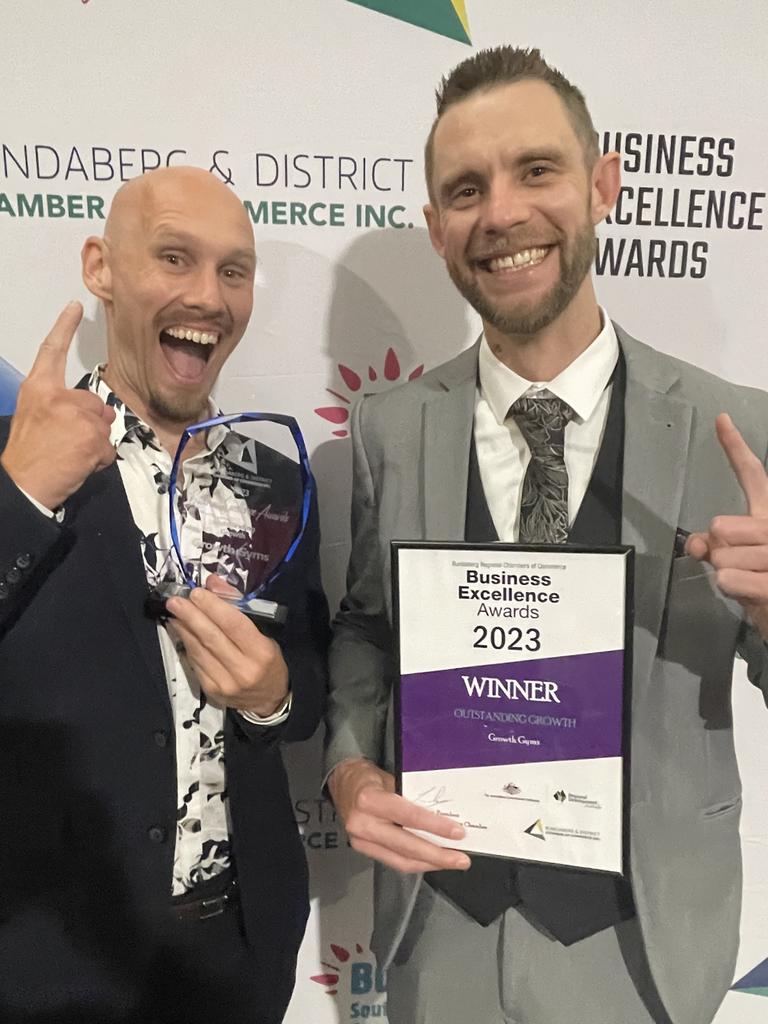 Winners of the Outstanding Growth award, Zak Menhennett and Ben Crean from Growth Gyms said their business had "exploded" due to strong support from their members.