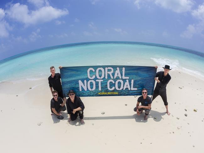 Midnight Oil pictured on the Great Barrier Reef. Picture: Justin J Heitman.
