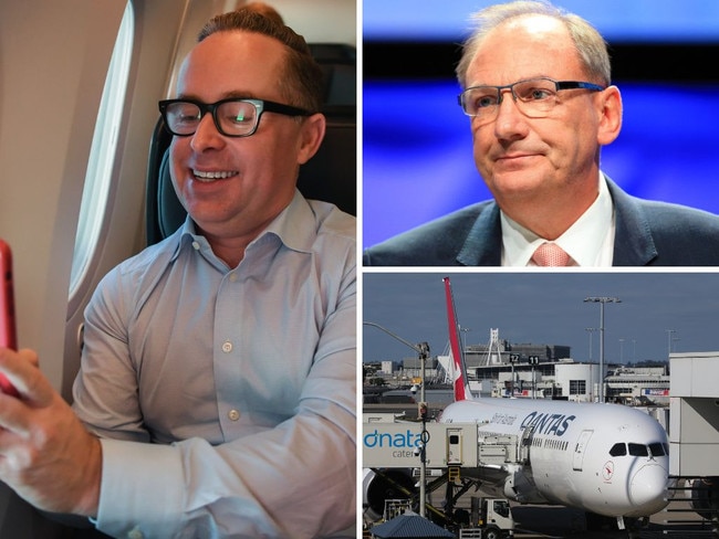 Alan Joyce, left, could miss out on a $16m bonus in an early test for incoming chairman John Mullen, top right.