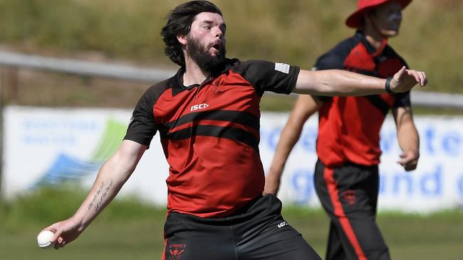 Romsey bowler Sean Day. Picture: Andy Brownbill