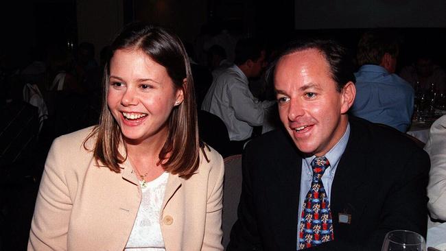 Foxtel host Antonia Kidman with director of programming Walsh in 1998.