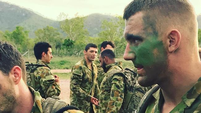 Coen Hess with his Cowboys teammates during the club's army inspired pre-season boot camp at Lavarack Barracks. Source: Instagram