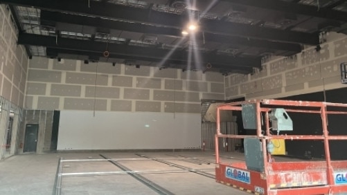 A view of the library construction under way in the Riverway Arts Centre.