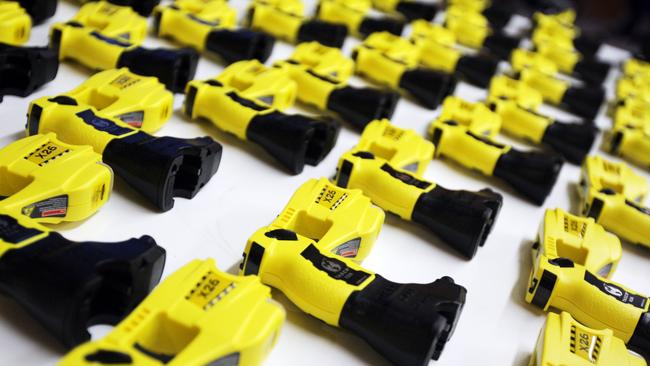 Generic of some of the 2000 Taser stun guns handed over to NSW Police at the Sydney Police Centre in Surry Hills. The Tasers are equipped with cameras which activate once the gun is drawn.