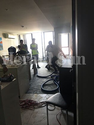 Clean-up begins inside one of the Neo200 apartments. Picture: Supplied