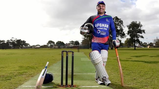 Abdul Ghafar proudly wearing his Afghan Cricket Club uniform. Picture: Naomi Jellicoe