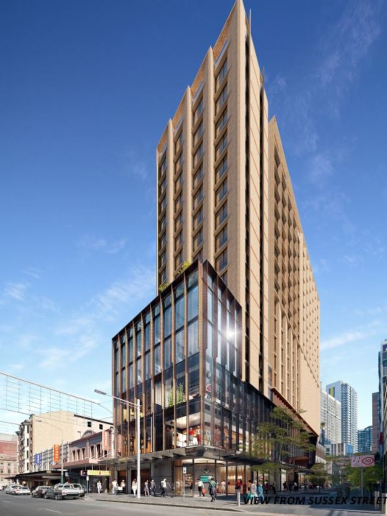 An artist’s impression of the 17-storey tower from Sussex Street.