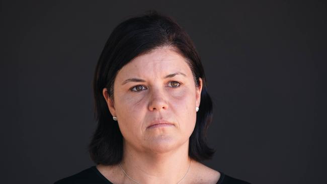 Health Minister Natasha Fyles addresses the media at Royal Darwin Hospital. Picture GLENN CAMPBELL