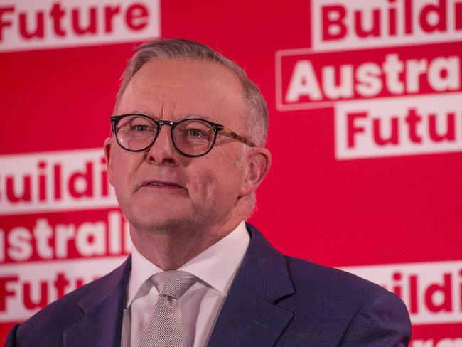 BRISBANE, AUSTRALIA - NewsWire Photos - DECEMBER 11, 2024:The Prime Minister Anthony Albanese delivers a speech at the Morningside Panthers AFL club in Brisbane.Picture: NewsWire / Glenn Campbell