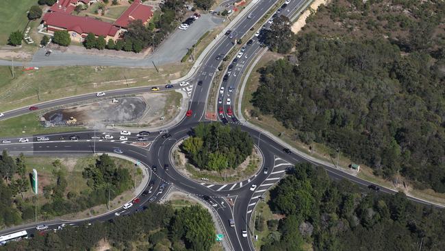 Aerials Gold Coast : Exit 54 Upper Coomera. Morning school traffic at roundabout (near Coomera Anglican College Days road and Foxwell road) . Picture Mike Batterham