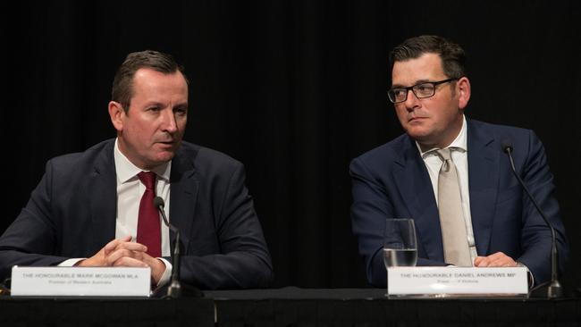 Former Labor premiers Mark McGowan and Daniel Andrews. Picture: AAP