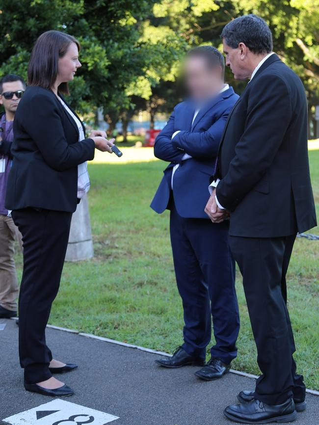 Police speak to McCormack after pulling him over in Moore Park. Picture: NSW Police