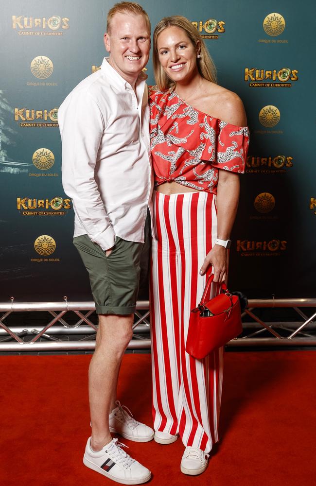 The couple were loved-up when they returned to Brisbane to attend Cirque du Soleil's Kurios Brisbane premiere on January 10. Picture: Josh Woning