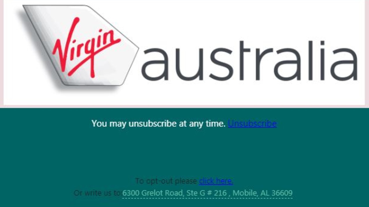 To opt out, you can totally write to Virgin Australia at its address in ALABAMA.