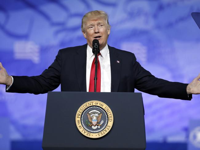 In this Feb. 24, 2017, photo, President Donald Trump speaks at the Conservative Political Action Conference (CPAC) in Oxon Hill, Md. Trump's first address to Congress gives him a welcome opportunity to refocus his young administration on the core economic issues that helped him get elected â€” and, his allies hope, to move beyond the distractions and self-inflicted wounds that have roiled his White House. (AP Photo/Alex Brandon)