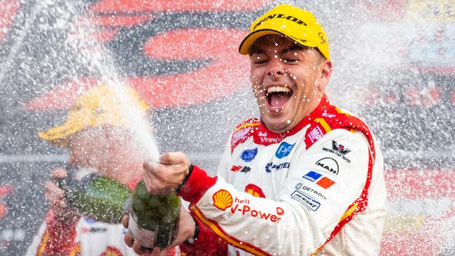 Scott McLaughlin celebrates his Bathurst 1000 win. Picture: Getty Images