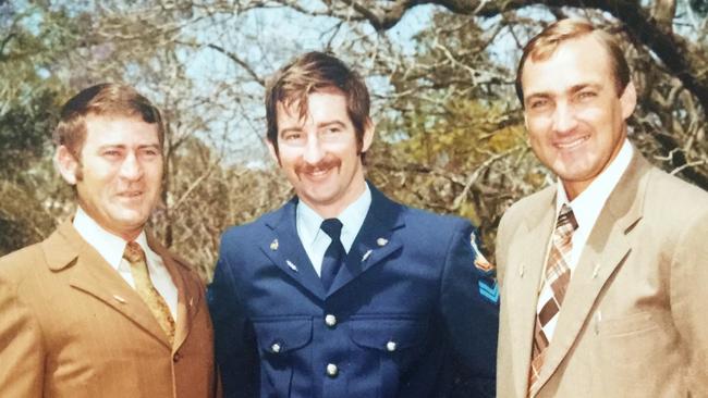 Policemen Ken Cant, Neil MacKenzie and Jim O'Donnell receive bravery awards following the Spear Creek helicopter crash.