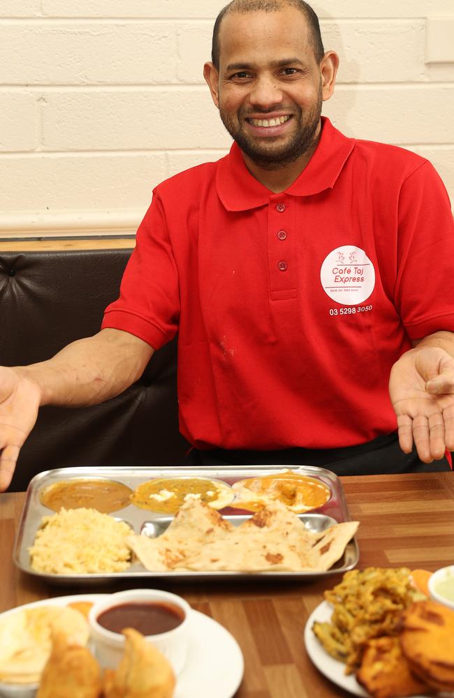 Cafe Taj Express owner and chef Mohan Chaisir at his Belmont restaurant. Picture: Alison Wynd.