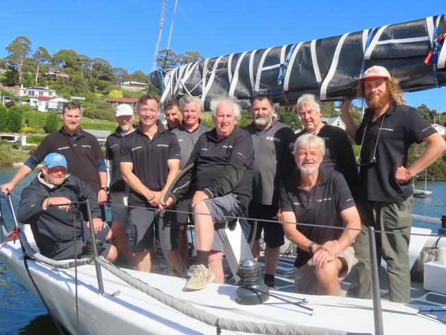 The crew of Fork In the Road are gunning for Launceston to Hobart line honours for a tenth time, and to ensure skipper Gary Smith is sent out in style. Picture: Jon Tuxworth