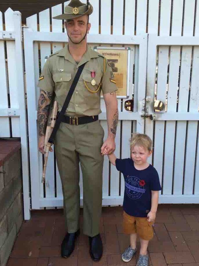 Former soldier Blake Hann passed with one of his sons.