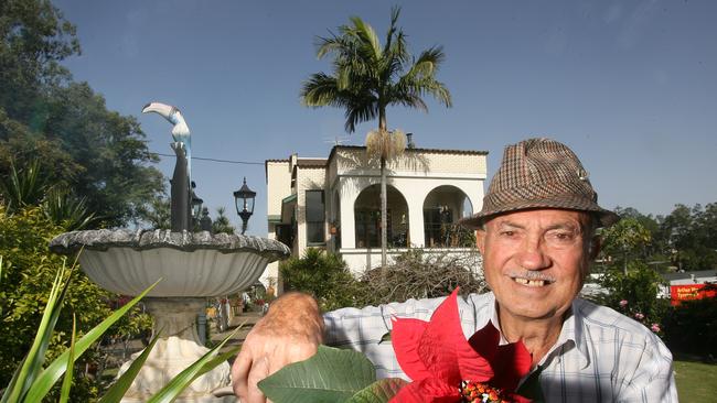 Renzo Zanuttini in the garden of his property in 2009. It has been empty for the past decade and vandalised, with urban explorers listing it on social media sites.