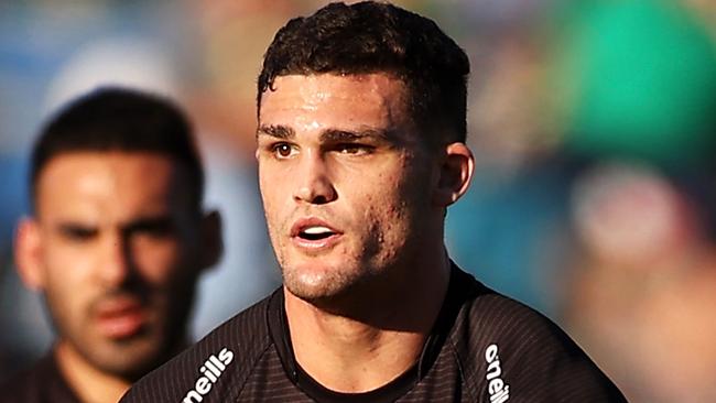 DUBBO, AUSTRALIA - MAY 23: Nathan Cleary of the Panthers runs the ball during the round 11 NRL match between the South Sydney Rabbitohs and the Penrith Panthers at , on May 23, 2021, in Dubbo, Australia. (Photo by Mark Kolbe/Getty Images)