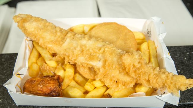 Fish Shop Pearcedale’s crispy battered flake is a popular menu item. Picture: Norm Oorloff