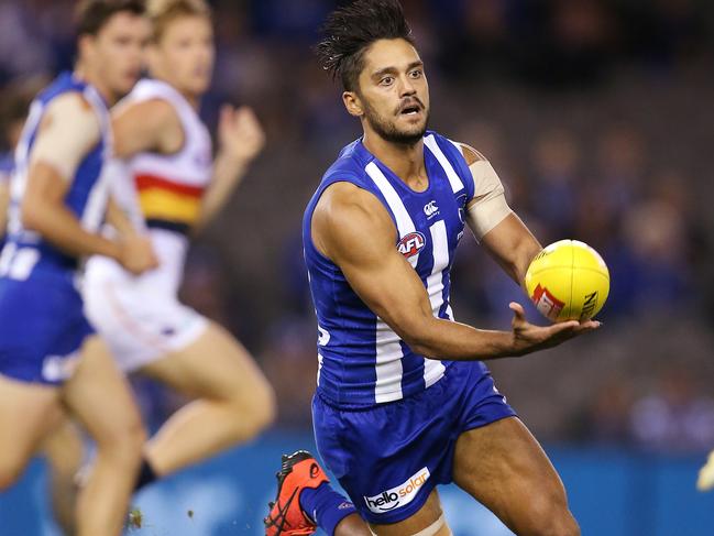 Recruit Aaron Hall in action for the Kangaroos. Picture: Michael Klein