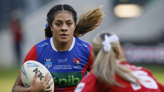 Evah McEwen made her NRLW debut for the Knights in 2024. Picture: Warren Gannon Photography