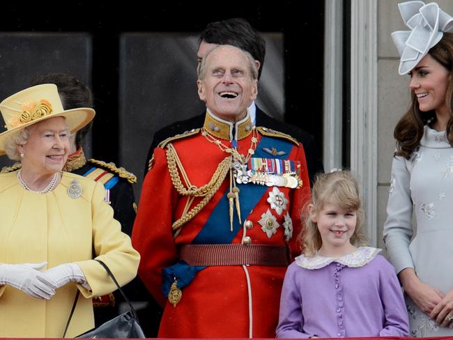 The Queen with Prince Philip, Lady Louise Windsor and Catherine, Duchess of Cambridge. Picture: AFP