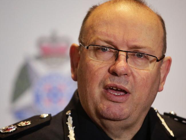 Victoria Police Chief Commissioner Graham Ashton spoke at a summit to tackle youth crime. Picture: Hamish Blair