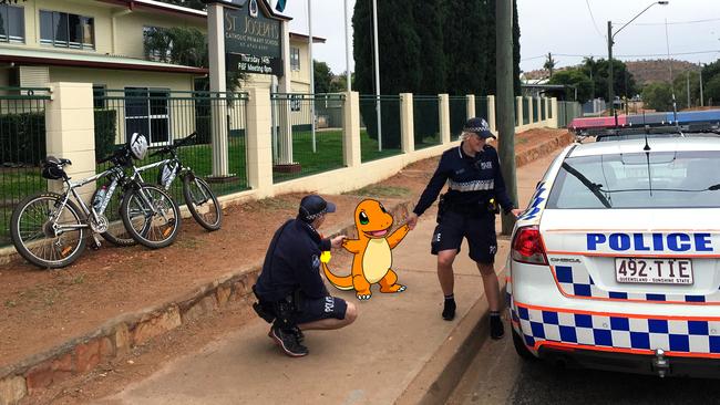 Mt Isa police took a tongue-in-cheek approach after a Pokémon Go user trespassed on a school’s grounds. Picture: Queensland Police Service