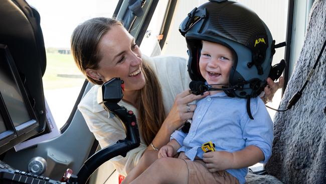 Jacqui Rich introduced her son Lucas to the LifeFlight crew that saved her life after a quad bike crash in February, 2024. Photo: LifeFlight.