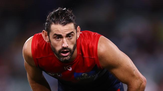 MELBOURNE . 15/04/2023. AFL . Round 5. Gather Round. Essendon vs Melbourne at the Adelaide Oval. Brodie Grundy of the Demons . Pic: Michael Klein