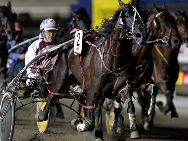 Reinsman Lang in full flight during the 2006 Inter Dominion series at Moonee Valley.