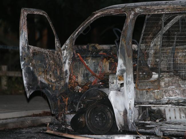 The van was gutted in the explosion. Picture: Kym Smith