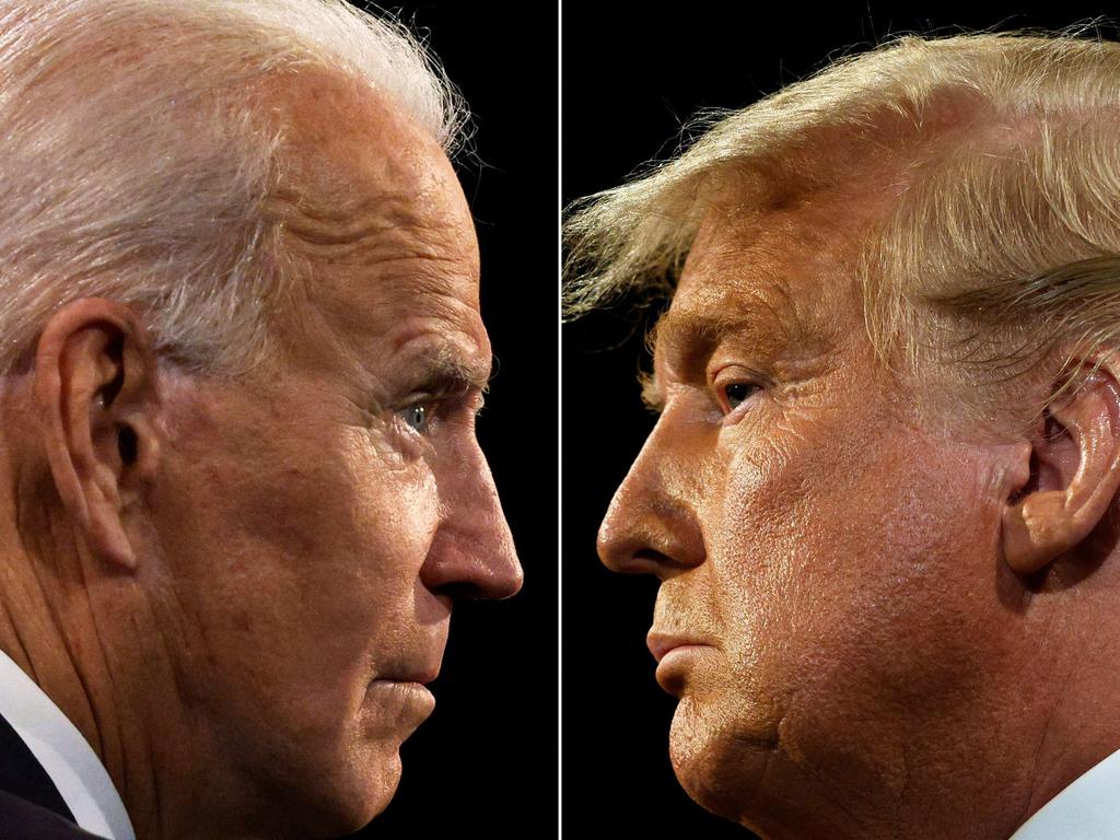 (FILES) This combination of pictures created on October 22, 2020 shows then-US President Donald Trump (R) and then-Democratic Presidential candidate Joe Biden during the final presidential debate at Belmont University in Nashville, Tennessee. - For a man who's not formally said he's seeking reelection, President Joe Biden is doing an excellent impression this week of a man seeking reelection. Donald Trump is already at it: the default Republican frontrunner declared in typically bombastic fashion this weekend that 2024 was the "one shot to save our country." (Photo by JIM BOURG / POOL / AFP)