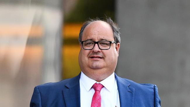 Clive Mensink, the nephew of Clive Palmer, leaves the Supreme Court in Brisbane, Wednesday, April 20, 2016. Mr Mensink Mr Mensink has asked the court to issue an injunction preventing the Queensland Nickel administrators from appointing receivers to three other Palmer nickel companies who were in a joint venture with QN. (AAP Image/Dave Hunt) NO ARCHIVING